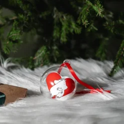 Mummi julekule 7 cm hjerte rød
