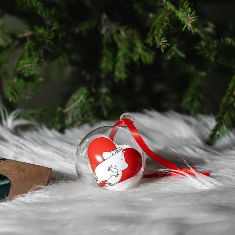 Mummi julekule 7 cm hjerte rød