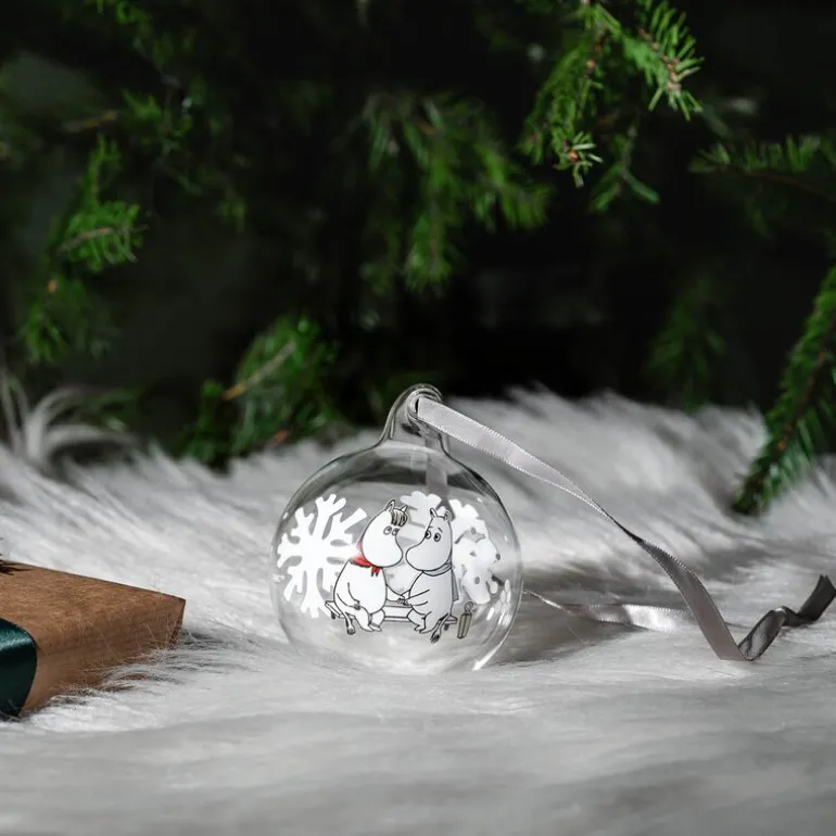 Mummi julekule 7 cm snøfnugg hvit