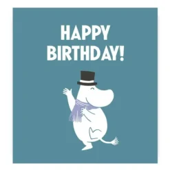 Mummi kort dobbelt Happy Birthday blå