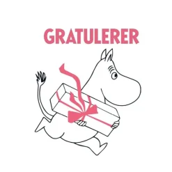 Mummi kort dobbelt 7,5x7,5 cm Gratulerer hvit/rosa