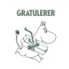 Mummi kort dobbelt 7,5x7,5 cm Gratulerer hvit/grønn