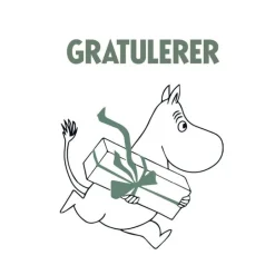 Mummi kort dobbelt 7,5x7,5 cm Gratulerer hvit/grønn