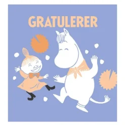 Mummi kort dobbelt 7,5x7,5 cm Gratulerer lyseblå