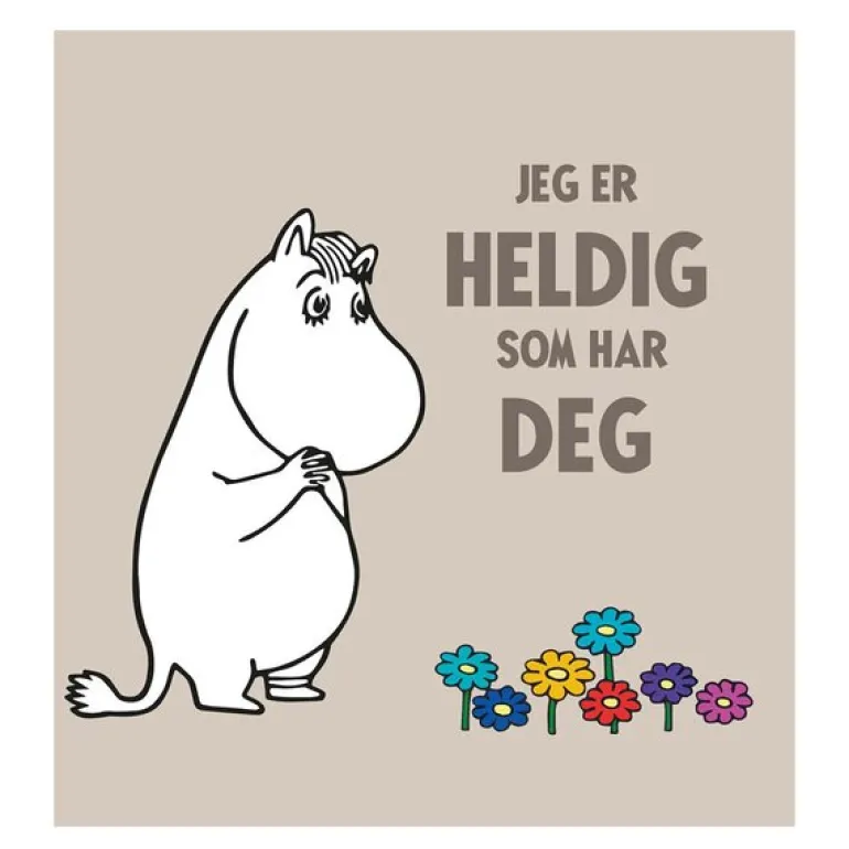 Mummi kort dobbelt 7,5x7,5 cm Jeg er heldig beige