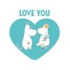 Mummi kort dobbelt 7,5x7,5 cm Love you hvit/blå
