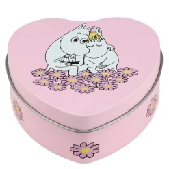 Mummi metallboks hjerteform 10x10 cm sammen rosa