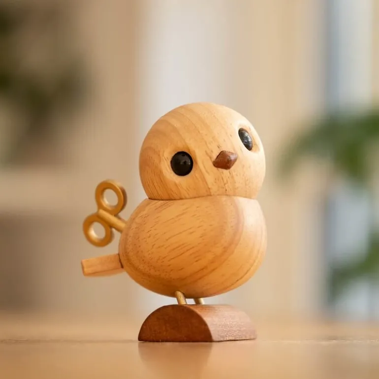 Nattergalen trefigur 8 cm lønn/gummitre/sapele