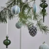 Nomillia ornament avlang 13 cm blå/benhvit