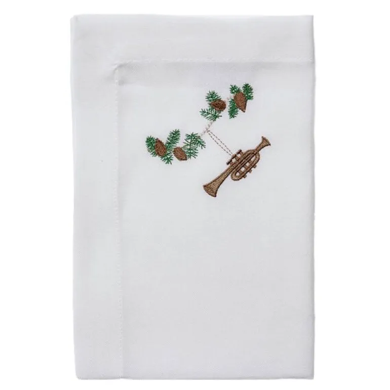 Nordic way juleserviett brodert trompet 50x50 cm