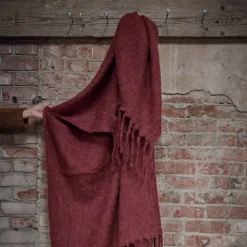 Nord pledd 130x170 cm ensfarget rød