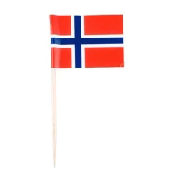 Norske flagg med pinne 10 stk