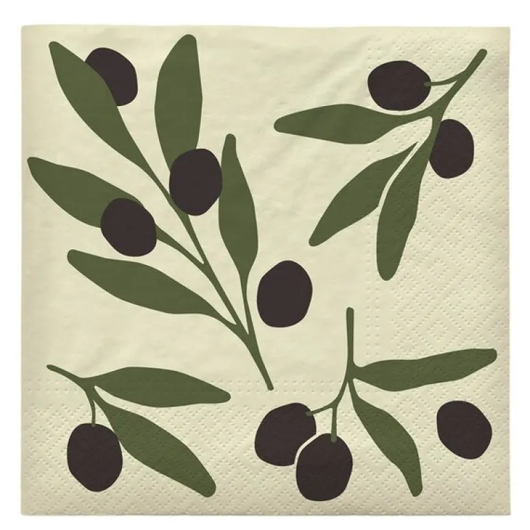 Olive serviett 33x33 cm 20 stk svart/grønn