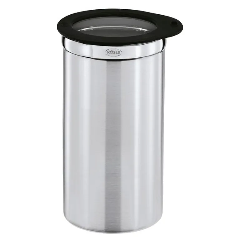 Oppbevaringsboks 1,5 L 10x20 cm stål/klar/svart