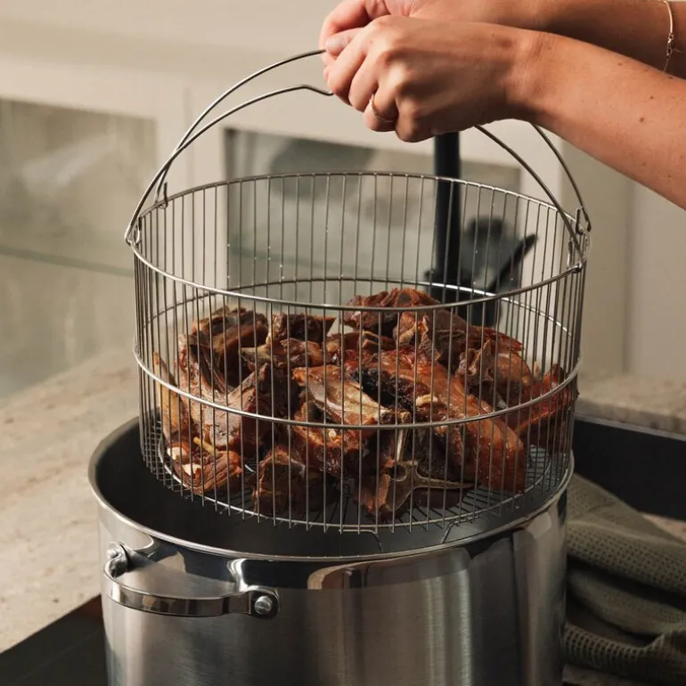 Optimal gryte med dampkurv 15L rustfritt stål
