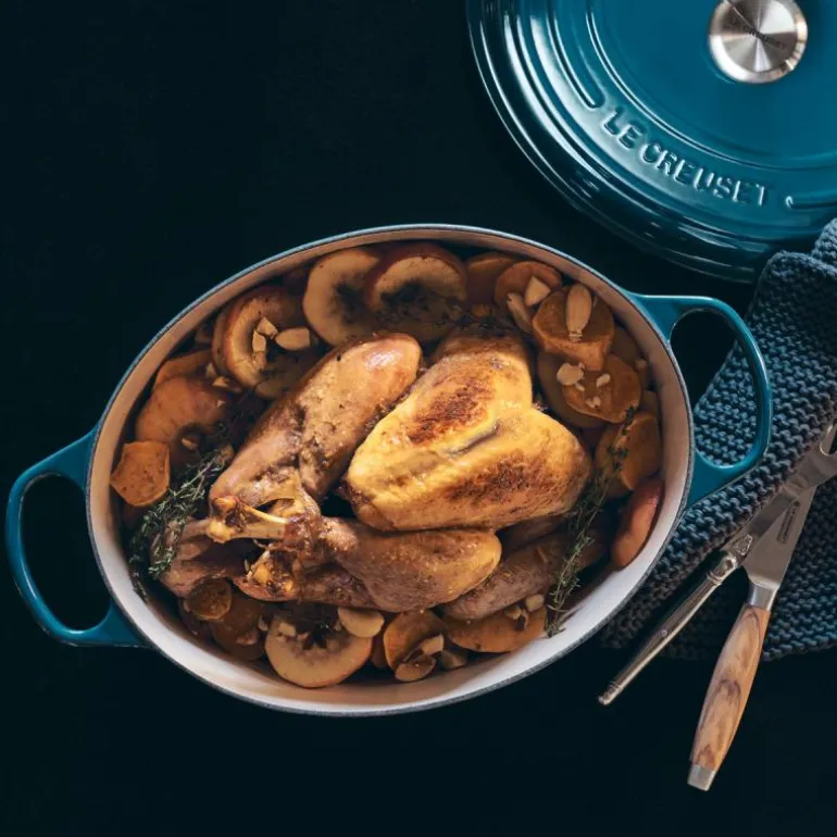 Oval støpejernsgryte 31 cm deep teal