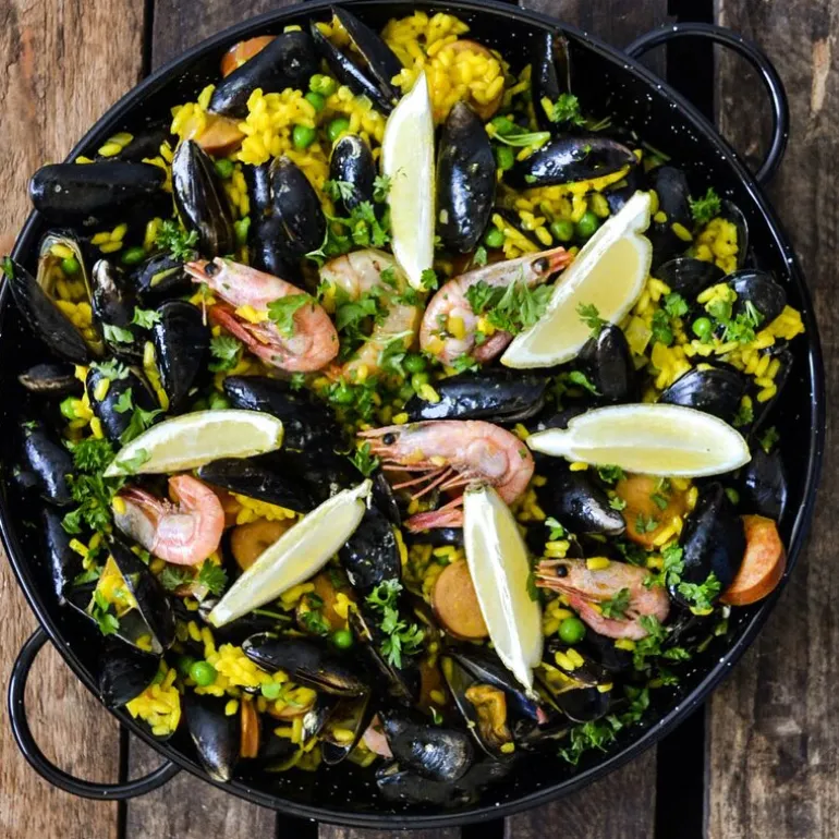 Paellapannen 30 cm emalijert