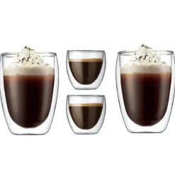 Pavina kaffeglass sett 4 stk 8 cl + 35 cl