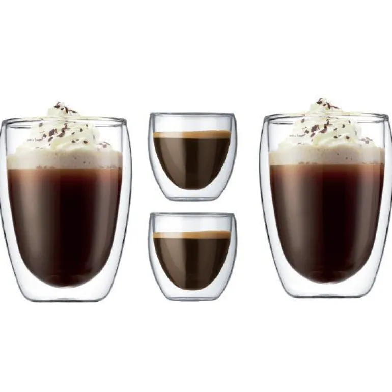 Pavina kaffeglass sett 4 stk 8 cl + 35 cl