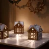 Pepperkakehus lyshus julestall 11,5 cm brun