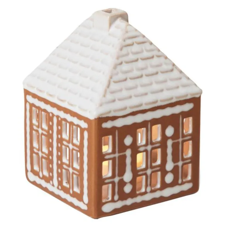Pepperkakehus lyshus liten 11 cm brun