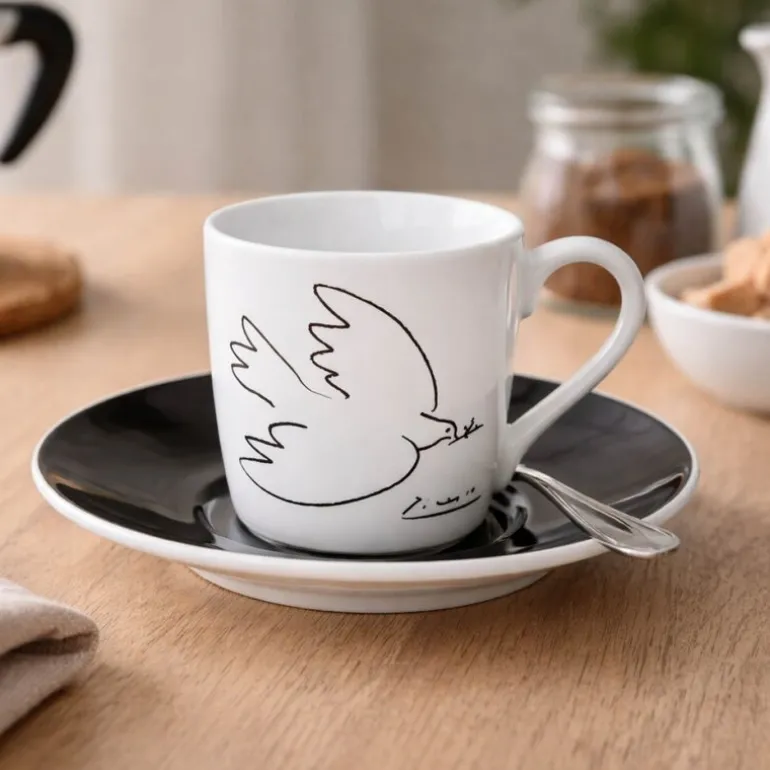 Picasso espressokopp med skål 8,5 cl 2 par La Colombe De La Paix