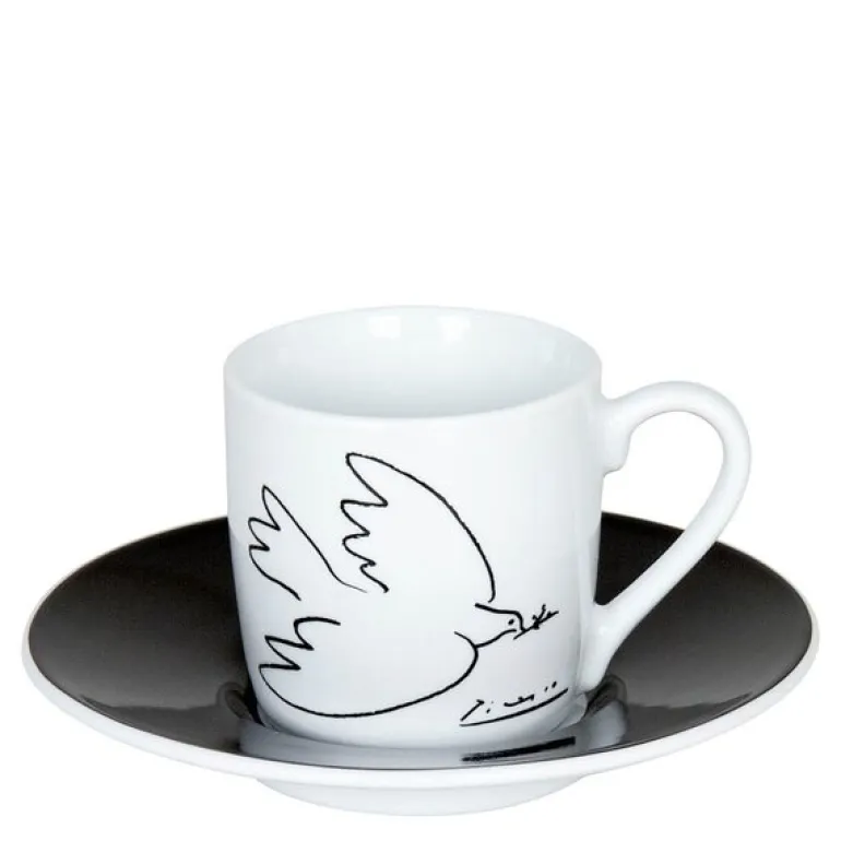 Picasso espressokopp med skål 8,5 cl 2 par La Colombe De La Paix