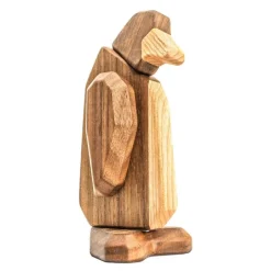 Pingvin trefigur 13 cm valnøtt/ask