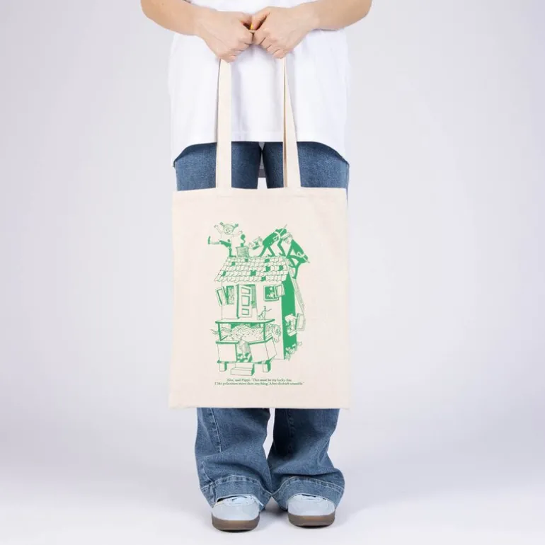 Pippi handlenett 38,5x42 cm Villa Villekulla beige