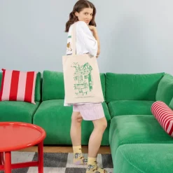 Pippi handlenett 38,5x42 cm Villa Villekulla beige