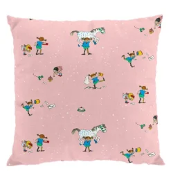 Pippi med vänner putetrekk 47x47 cm rosa