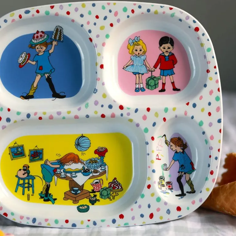 Pippi tallerken med 4 rom Bursdag