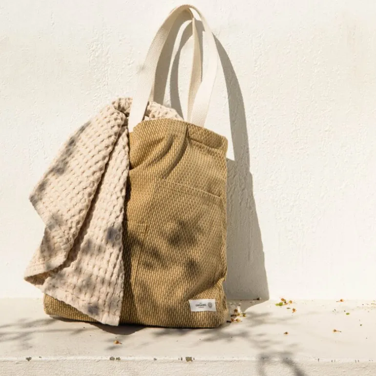 Piqué handlenett 30x35 cm khaki stone