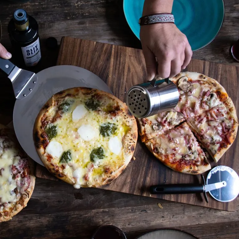 Pizzasett 3 deler svart/rustfri