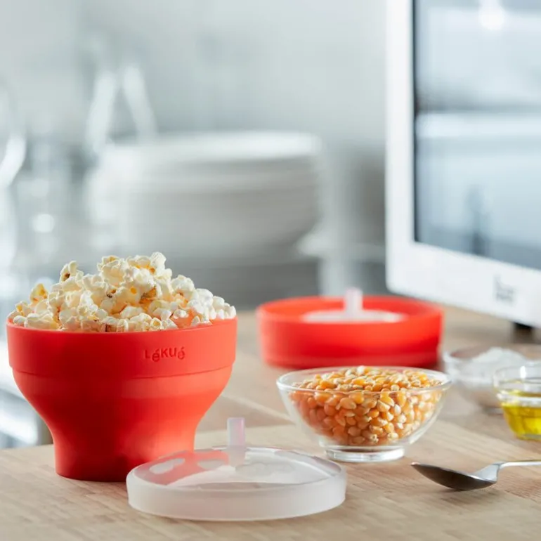 Popcornmaker for mikrobølgeovn 0,7 L 2 stk rød
