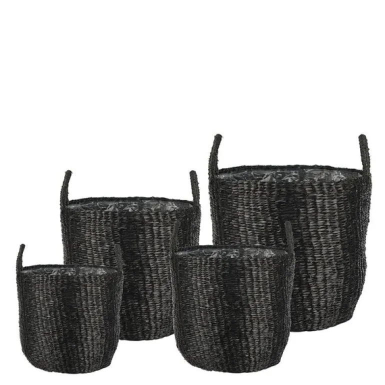 Pottekurv sjøgress 4 stk 35+30+25+20 cm svart