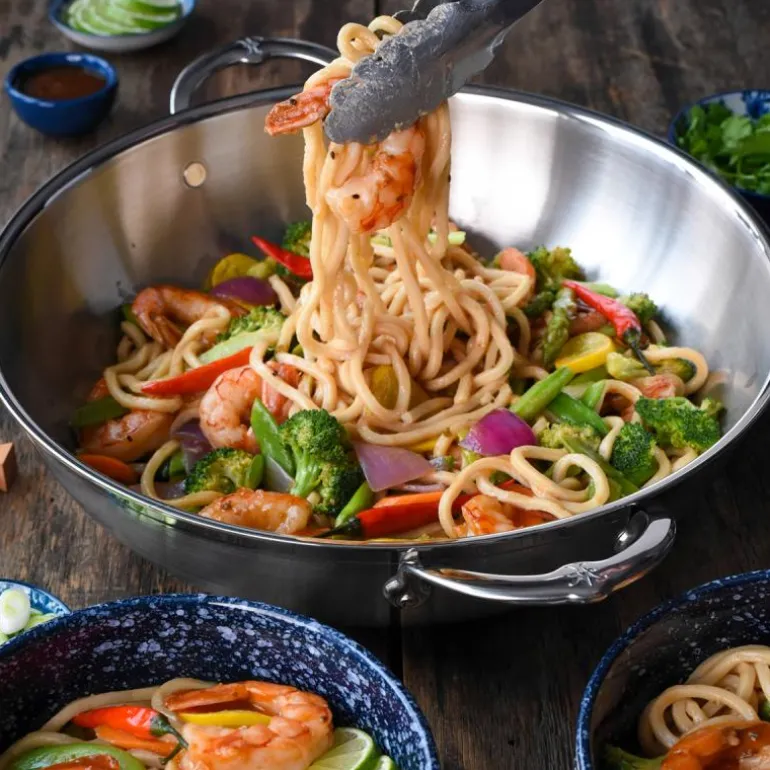 Probond wok med lokk 36 cm stål