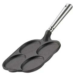 Professional egg-og bilinipanne med rustfritt stål håndtak 20 cm støpejern
