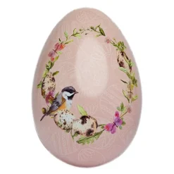 Påskeegg metall 15 cm Vintage krans rosa