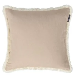Putetrekk lin/bomull med frynser 50x50 cm beige