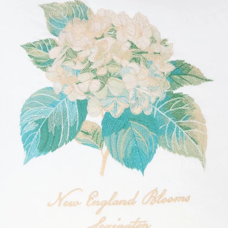 Putetrekk lin/bomull 50x50 cm blomsterbrodert hvit/grønn