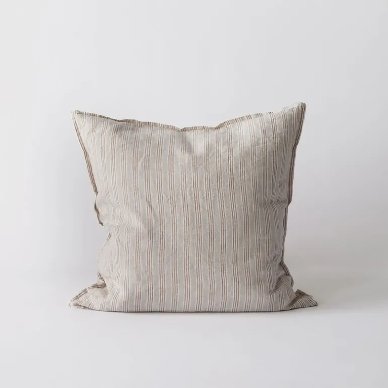 Putetrekk lin 50x50 cm hazelnut stripe