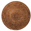 Rattan dekkebrikke D36 cm rund mørk brun