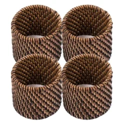 Rattan serviettring 4 stk mørk brun