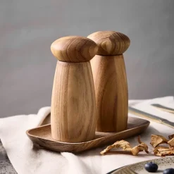 Raw kvernsett med brett 13,5 cm 3 deler teak
