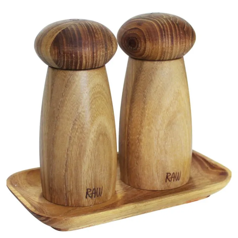 Raw kvernsett med brett 13,5 cm 3 deler teak
