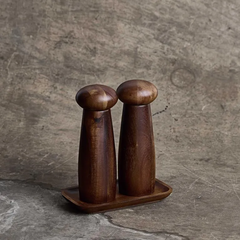 RAW Teak keramisk kvernsett 3 deler mørk teak