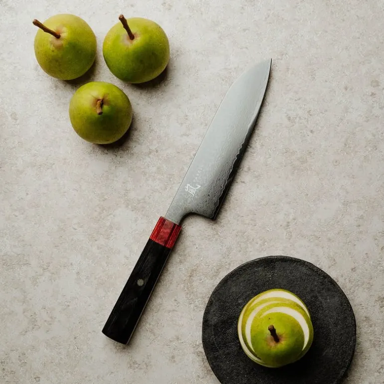 Rei santokukniv 16,5 cm DLC svart/rød