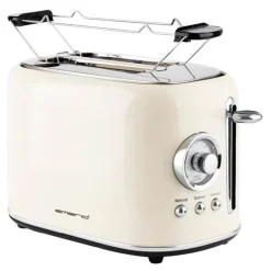 Retro brødrister med bollevarmer 2 skiver beige
