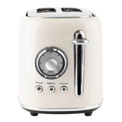 Retro brødrister med bollevarmer 2 skiver beige